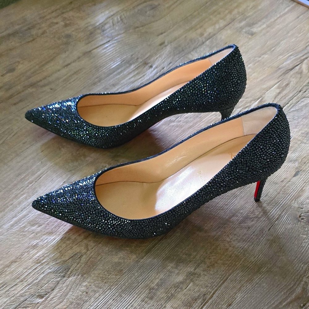Christian Louboutin Decollete 554 Strass 70mm Crystal Heels Shoes